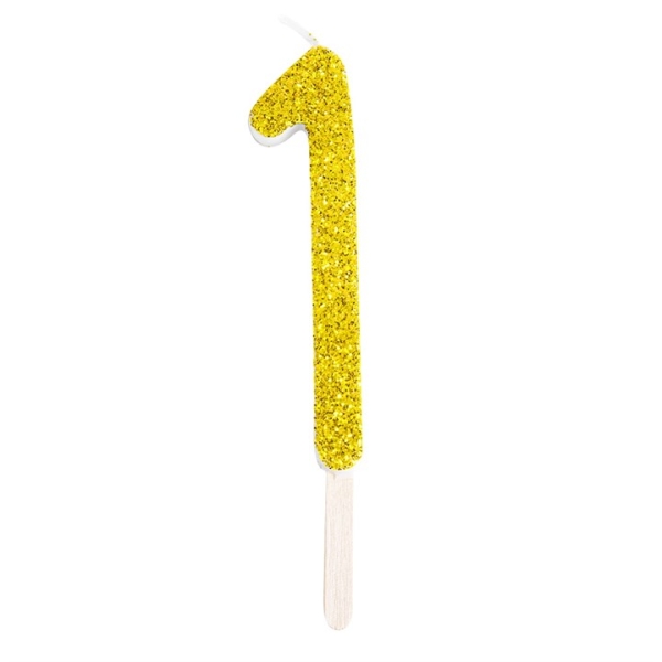Number Candle - 1 - Glitter Gold
